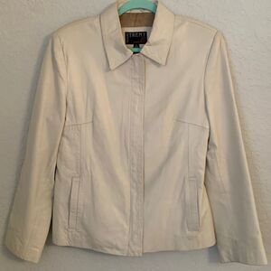 MICHAEL TRENT Women Leather Cream Jacket. Size M